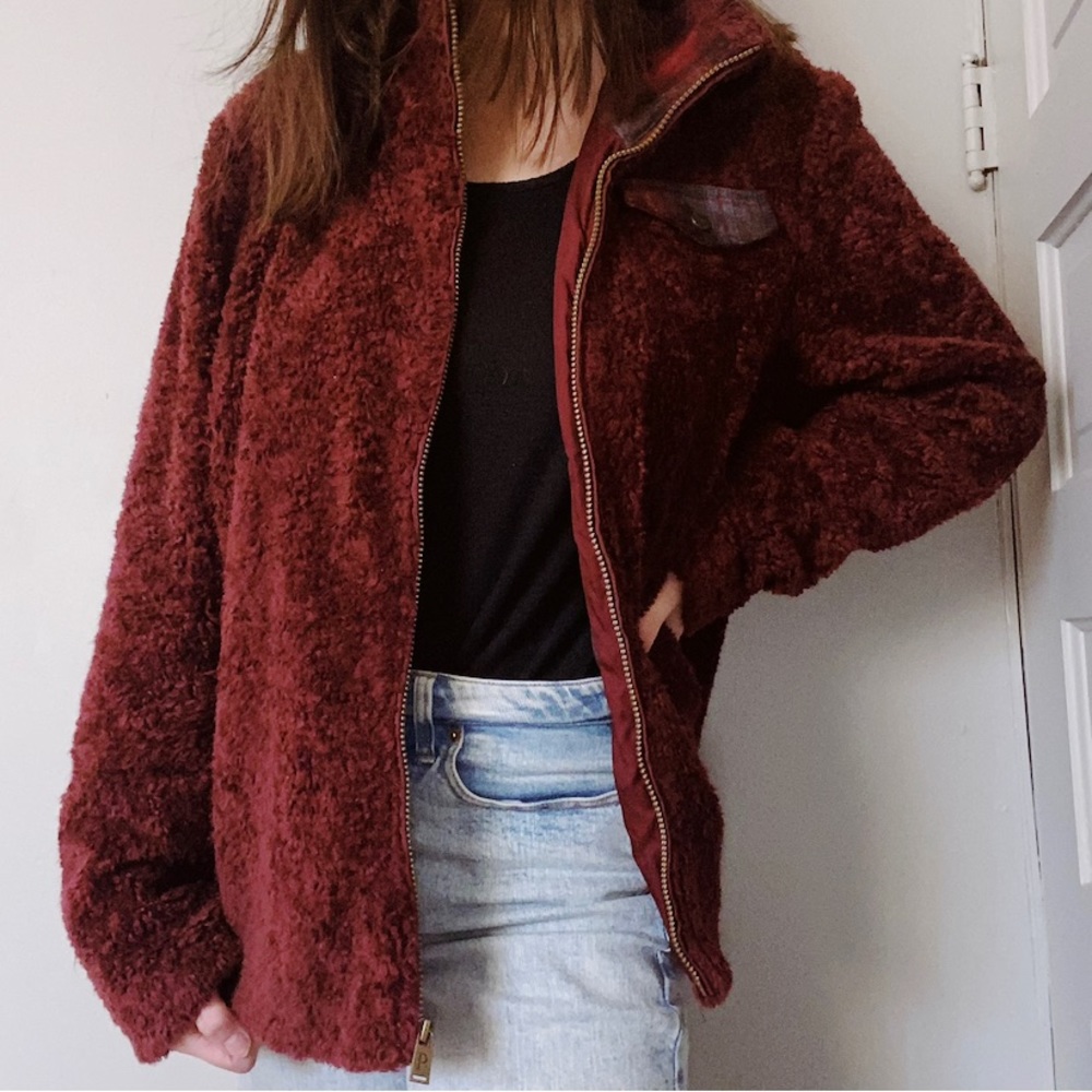 Vintage Pendleton Red Sherpa Zip Jacket